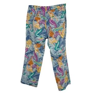 Loudmouth Golf Mens Mermaid Pin Up Girl Print Pants Blue Yellow 36x30L